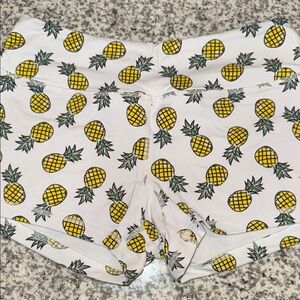 Savage Barbell White Shorts with Pineapple Print